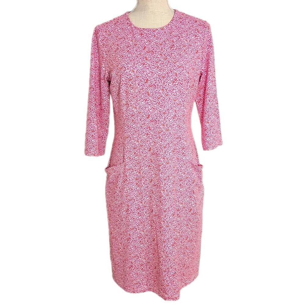 J. McLaughlin Dress Medium Catalina Cloth Catalyst Pink Red Preppy Travel